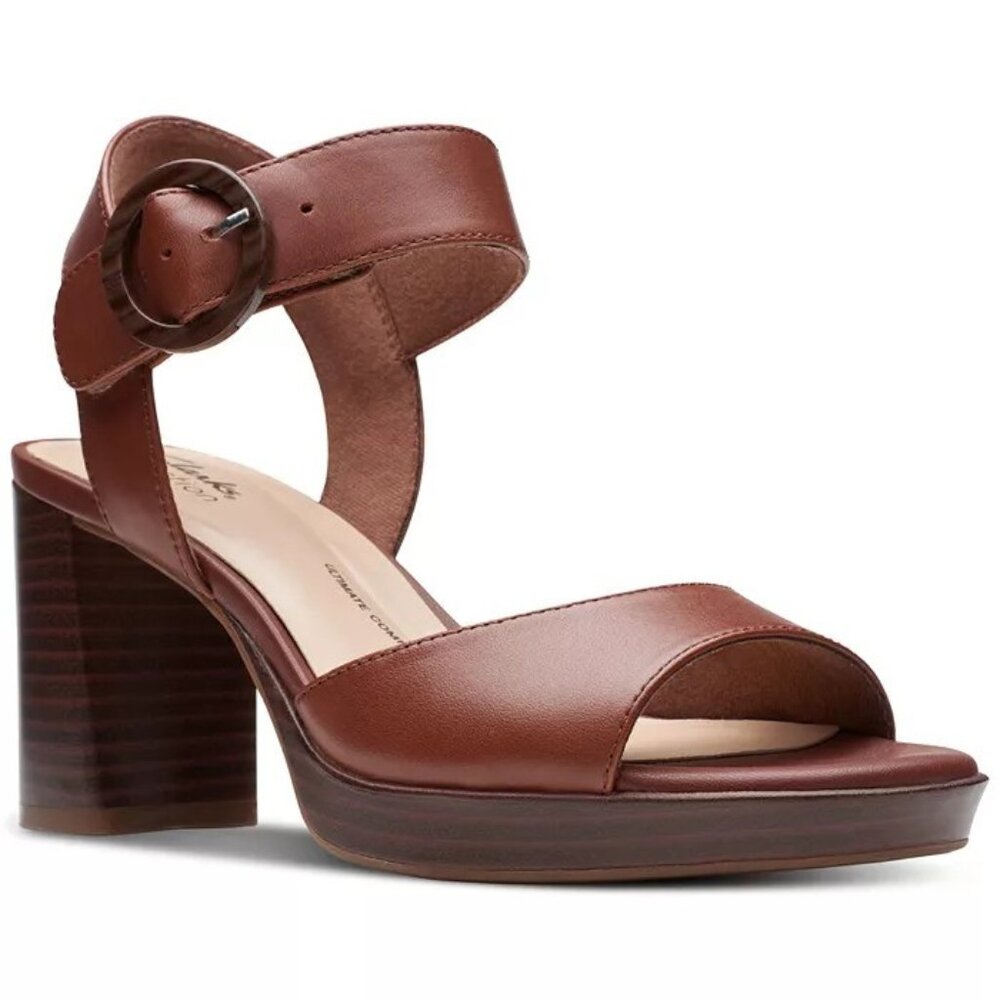 Clarks Ambryln Ruby Ankle Strap Dress Brown Sandals